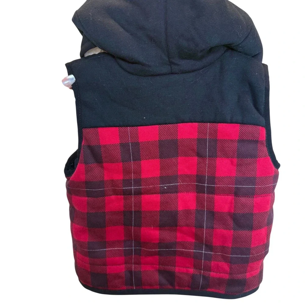 Kids Disney Junior Mickey Mouse‎ Red Plaid Vest with Hood and Ears 18M